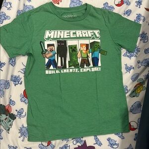 Green Short Sleeve Tee with Minecraft Graphics- Mojana Studios